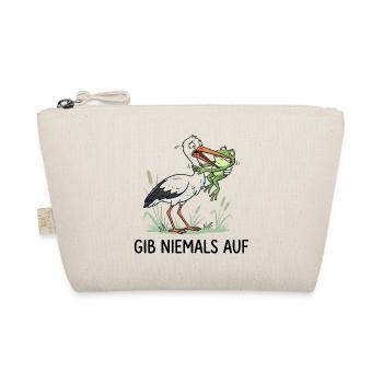 Gib niemals auf! – Lustiger Storch & Frosch - Bio-Täschchen - Natur - Vorne