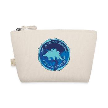 Stegosaurus Dino Adventure Emblem – School Finally - Organic Pouch - nature - Front