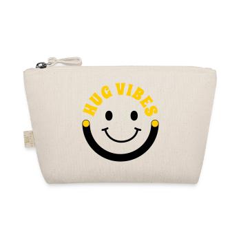 Minimalist Hug Vibes – Typography with Smile Curve - Organic Pouch - nature - Front