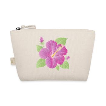 Purple Hibiscus Flower with Buds Illustration - Organic Pouch - nature - Front