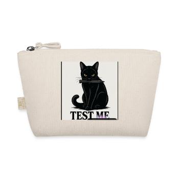 Schwarze Katze mit Messer im Maul - Bio-Täschchen - Natur - Vorne