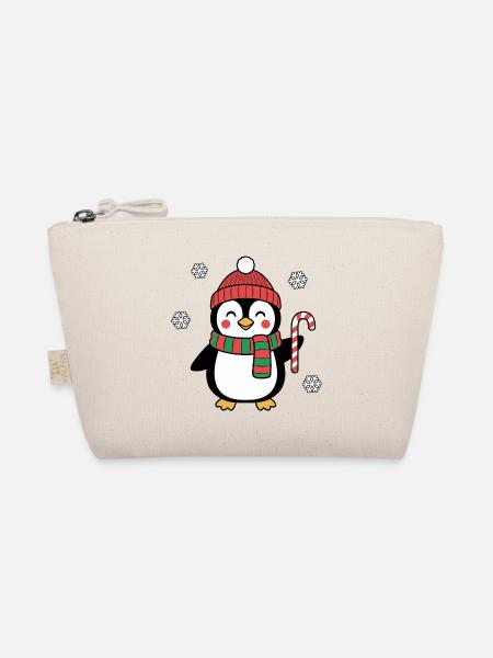 Pinguin mit Bommelmütze – Ugly Christmas - Bio-Täschchen - Natur