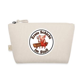 Erste Schicht Stall Ferkel Baby Shirt - Bio-Täschchen - Natur - Vorne