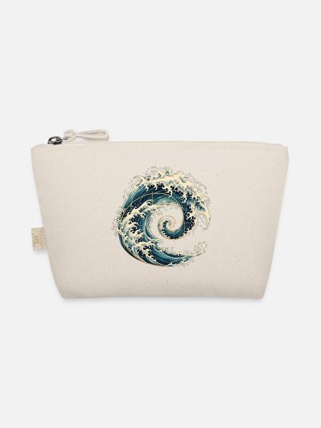 Kanagawa Welle Fibonacci Spirale – Japanische Kuns - Bio-Täschchen - Natur
