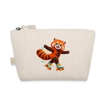 Rollschuhlaufender Red Panda - Bio-Täschchen - Natur - Vorne