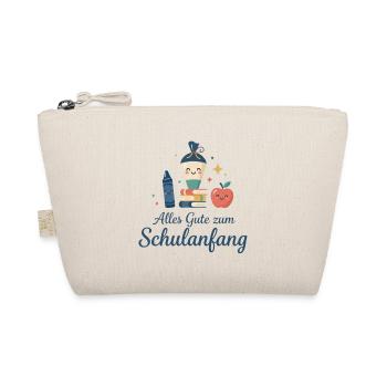 Schulanfang: Lächelnde Schulutensilien - Bio-Täschchen - Natur - Vorne