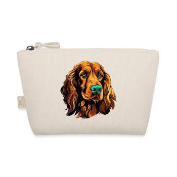 Farbiges Hundeporträt Spaniel - Bio-Täschchen - Natur - Vorne
