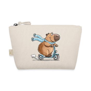 Capybara auf Roller Lustiges Tiermotiv Scooter - Bio-Täschchen - Natur - Vorne