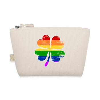 Regenbogen Flagge Vierblättriges Kleeblatt used - Bio-Täschchen - Natur - Vorne
