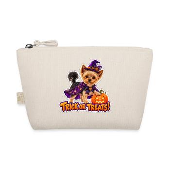 Halloween-Hund mit Kürbis - Bio-Täschchen - Natur - Vorne