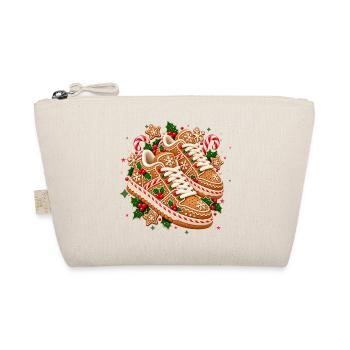 Weihnachtliche Lebkuchen-Sneaker mit Zuckerstangen - Bio-Täschchen - Natur - Vorne