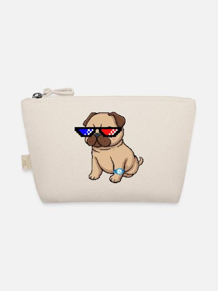 Pixel Shades Pug - Bio-Täschchen - Natur