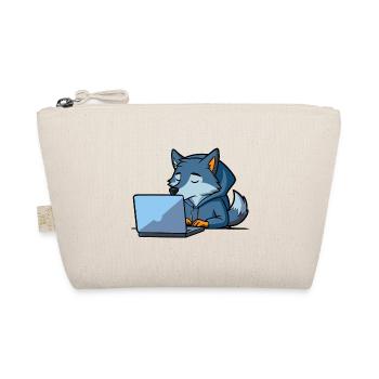Niedlicher Hacker Wolf schläft im Hoodie vorm PC - Bio-Täschchen - Natur - Vorne