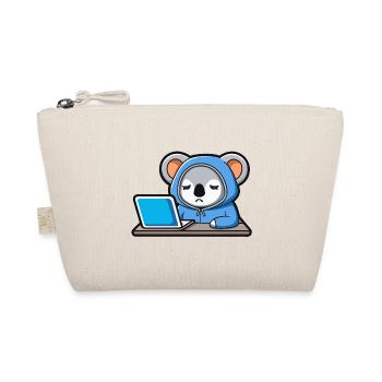 Un mignon koala hacker dort dans un sweat à capuche devant le PC - Trousse biologique - nature - Devant