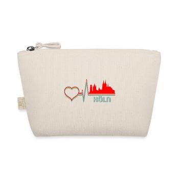 Köln Skyline Stadt Herzschlag Retro Vintage - Bio-Täschchen - Natur - Vorne