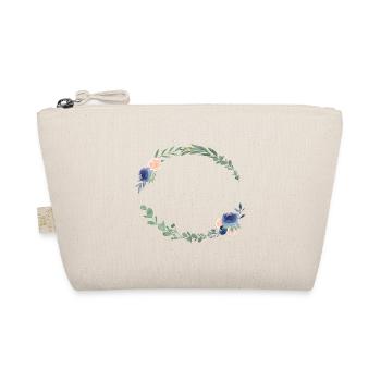 Personalisierbar Blumenkranz Blau Pfirsich - Bio-Täschchen - Natur - Vorne