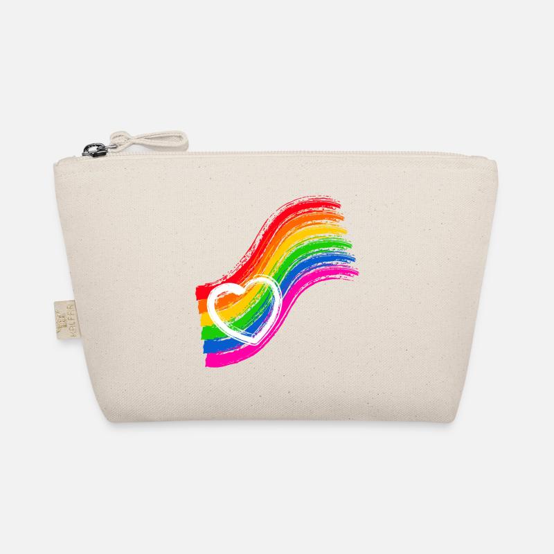 Regenbogen Pride Herz - Bio-Täschchen - Natur