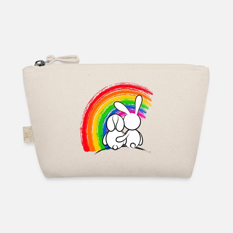 Rabbit rabbit in front of pride rainbow Organic Pouch