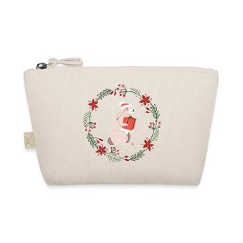 Weihnachten: Kaninchen mit Weihnachtsgeschenk - Bio-Täschchen - Natur - Vorne
