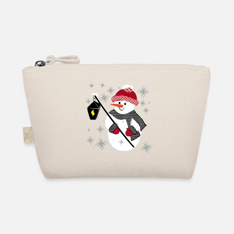 Weihnachtsmotiv Schneemann - Bio-Täschchen - Natur