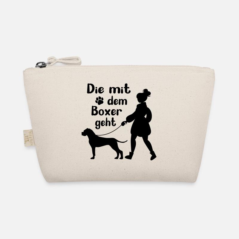 Boxer Hund lustig Gassi gehen Frauchen Geschenk - Bio-Täschchen - Natur