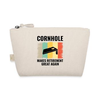 Cornhole Bean Bag Toss Lawn Game Retirement Funny - Organic Pouch - nature - Front