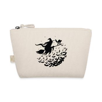Witch and her cat on her Broom - Halloween - Organic Pouch - nature - Front