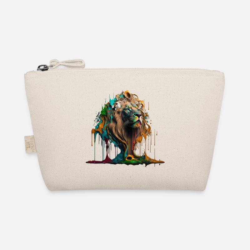 Regenbogen Löwe | Rainbow Lion | AI generated Art - Bio-Täschchen - Natur