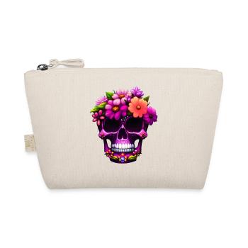 Skull Pink Boho Totenkopf Blumen - Bio-Täschchen - Natur - Vorne
