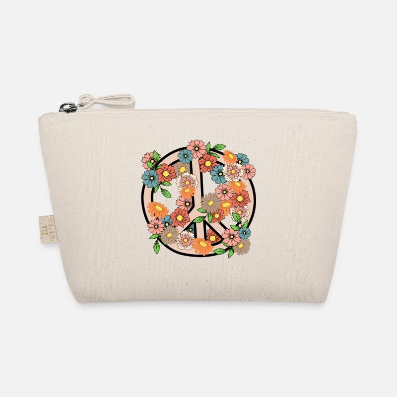 Blumen und Friedenszeichen Bio-Täschchen