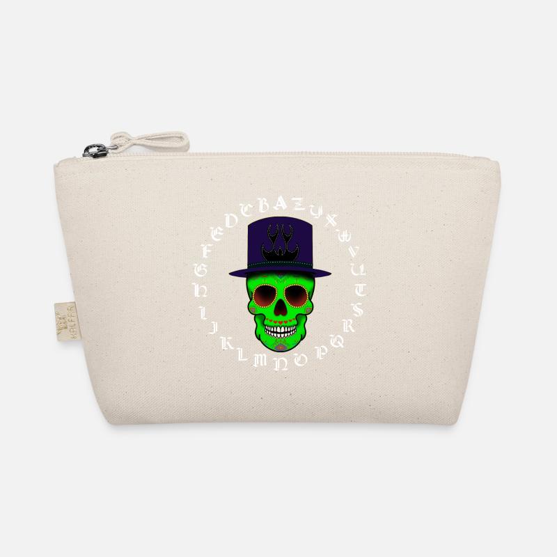 Green skull with hat and gothic characters Organic Pouch