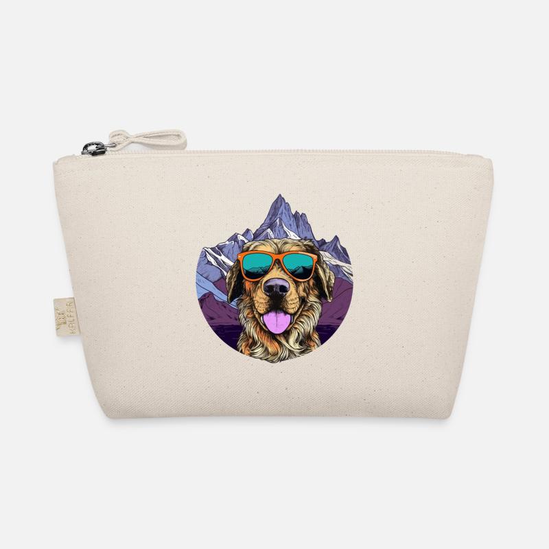 Cooler Hund mit Sonnenbrille - Bio-Täschchen - Natur