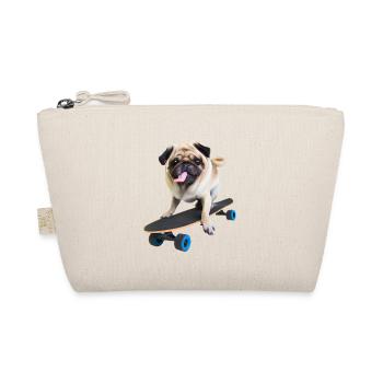 Mops auf Skateboard AICF 1 - Bio-Täschchen - Natur - Vorne