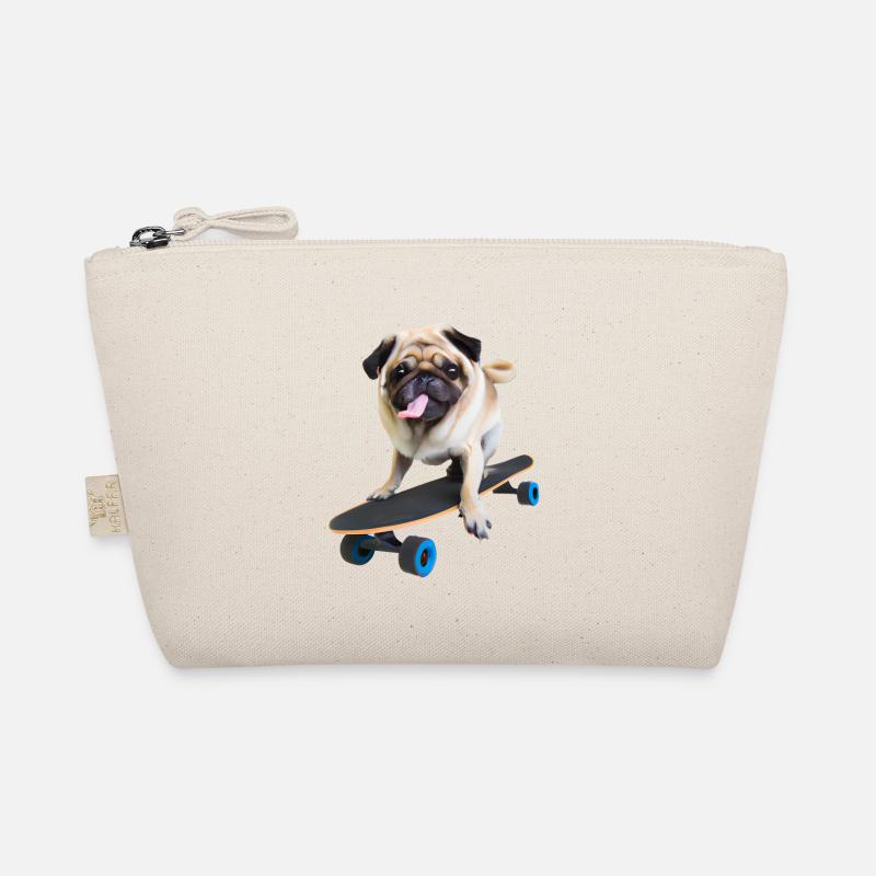 Mops auf Skateboard AICF 1 Bio-Täschchen