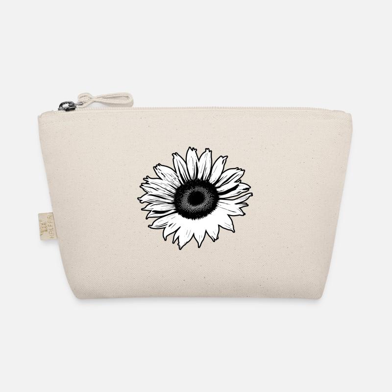 sonnenblume in Schwarz/weiß - Bio-Täschchen - Natur