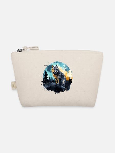 Watercolor Wolf - Organic Pouch - nature - Front