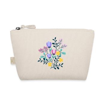 Pink Purple and Yellow FLOWERS - Organic Pouch - nature - Front
