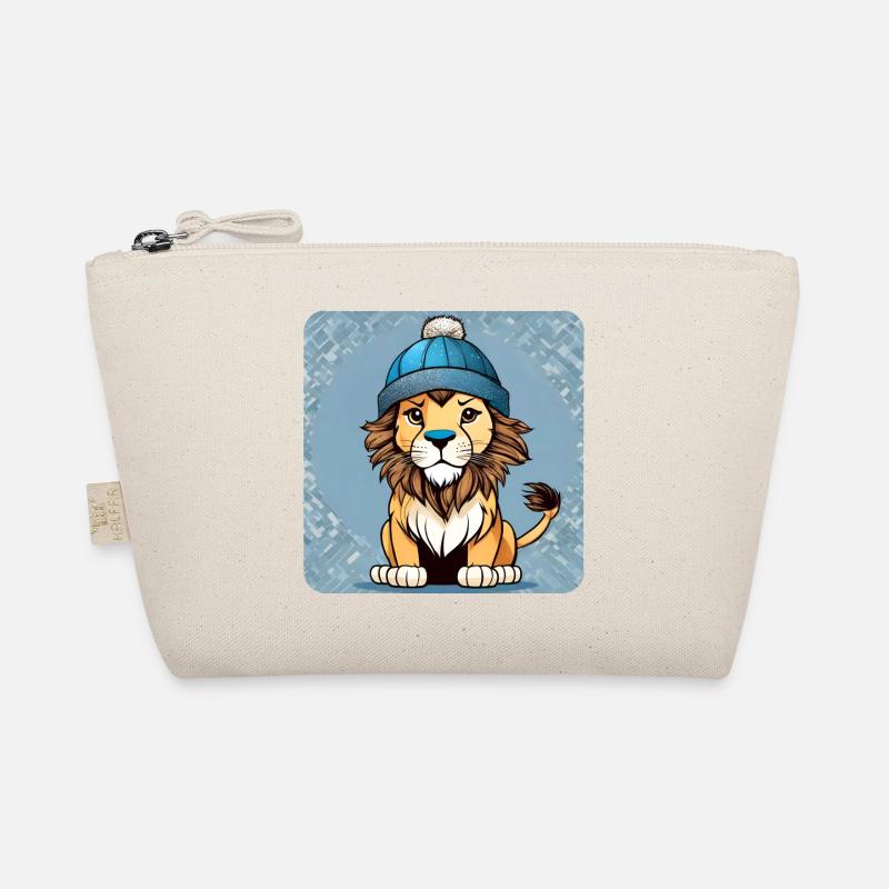 Cool lion with winter hat Organic Pouch