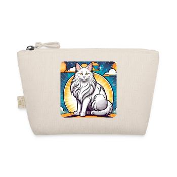 Fier chat Maine Coon blanc aux yeux jaunes - Trousse biologique - nature - Devant