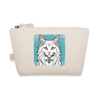 Fier chat Maine Coon blanc aux yeux jaunes - Trousse biologique - nature - Devant