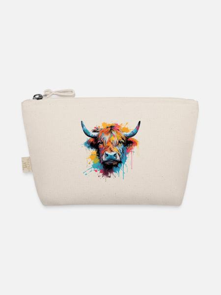 Highland Cow, watercolor - Organic Pouch - nature - Front