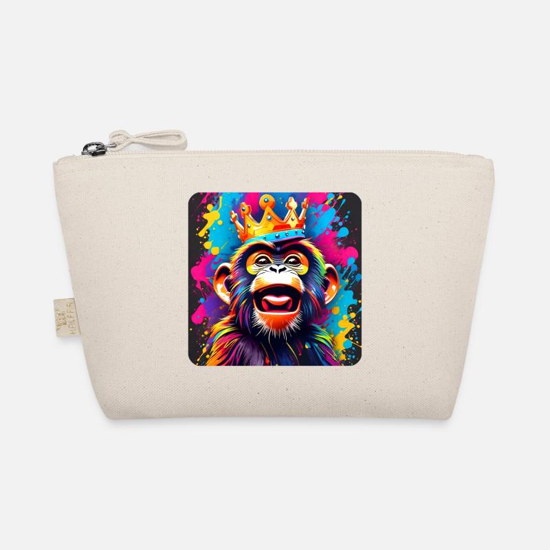 Cheeky monkey with crown in graffiti style Organic Pouch