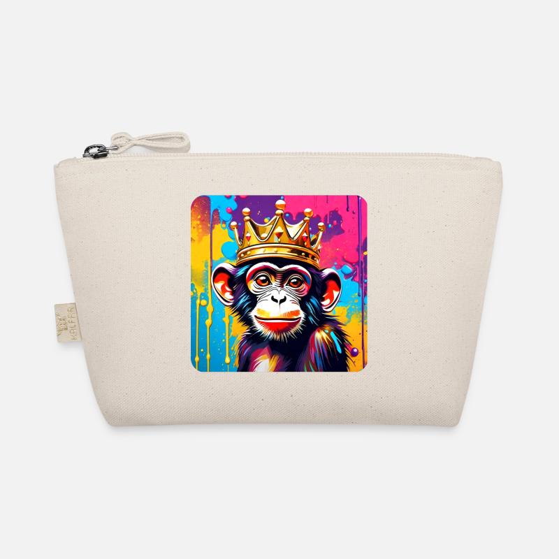 Cute monkey with crown in graffiti style Organic Pouch