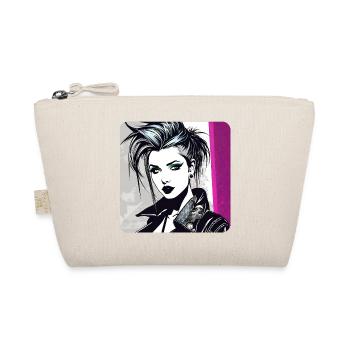 Cooles Punker Gothik Girl mit pink - Bio-Täschchen - Natur - Vorne