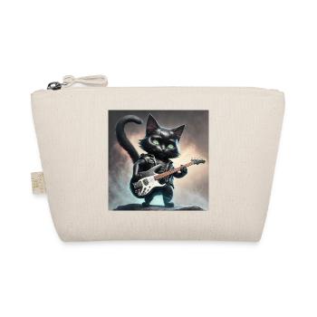 Rocker Guitar Glitter Cat: Cute & Rebellious - Organic Pouch - nature - Front