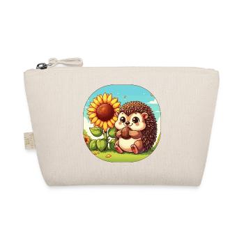 Cute hedgehog with sunflower on a meadow - Organic Pouch - nature - Front