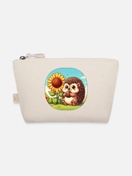 Cute hedgehog with sunflower on a meadow - Organic Pouch - nature - Front