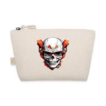 Comic Skull with Red Mechanical Parts - Organic Pouch - nature - Front