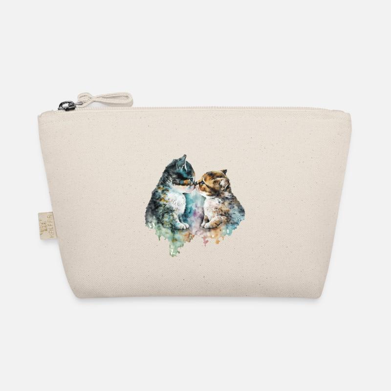Süße Katzenbabys Aquarel - Bio-Täschchen - Natur