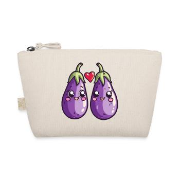 Aubergine Paar Liebe Herz Valentinstag - Bio-Täschchen - Natur - Vorne